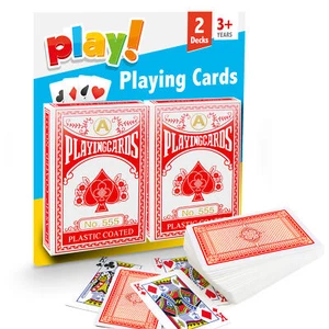 Lot de 2 cartes à jouer deck traditionnel enduit de plastique jeu de poker professionnel rouge - Photo 1 sur 7