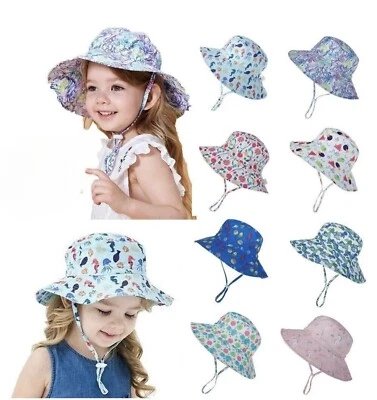 Sombrero para el sol para niños pequeños niños niñas sombrero de cubo de verano niños sombrero gorra de playa UPF 50+ Foto 1 de 2