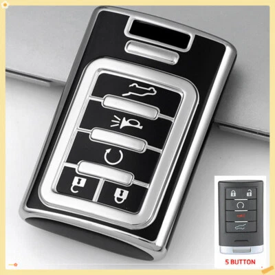 For Cadillac SRX DTS SLS CTS ELR XTS 5 Button TPU Remote Car Key Fob Case Cover  Foto 1 de 4