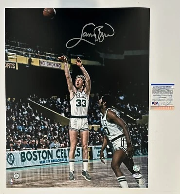 Larry Bird Autograph Signed Boston Celtics Jumpshot 16x20 Photo PSA - Image 1 of 3