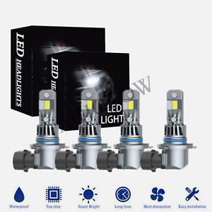 9005 9006 10000K Super Bright White LED Headlights Kit HIGH/LOW Beam Combo Bulbs
