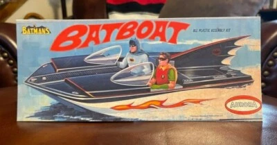 Batman Batboat Aurora Model Kit Reproduction Box Top Tabletop Standee10.5X4.5 - Image 1 of 2