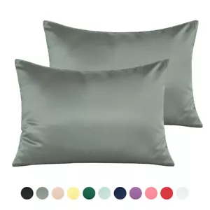 Paquete de 2 fundas de almohada de viaje con cremallera suave de satén sedoso para niños pequeños 13 x 18 pulgadas - Imagen 1 de 52