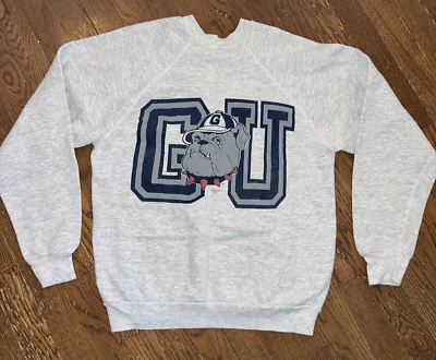 Sudadera De Colección Georgetown Hoyas Grande Gris Brezo Logo Mascota Estampado Grande EE. UU. Foto 1 de 4