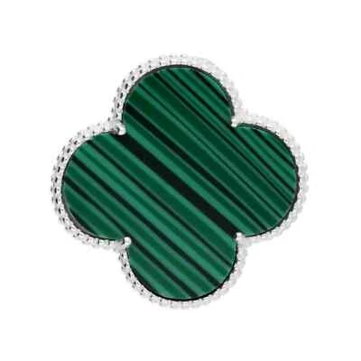 Malachite Quadrifoglio Ciondolo Argento Sterling 925 Marchiato Tutti Catena - Immagine 1 di 3