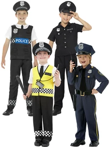 Boys Police Officer Costume Kids Policeman Cop Fancy Dress Uniform Book Day - Picture 1 of 8