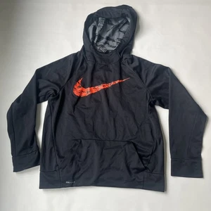 Nike Hoodie Boys Large Black Dri-Fit Center Swoosh Long Sleeve Gym Youth - Picture 1 of 3