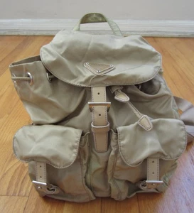 Prada Back Pack Bag Khaki Tan Nylon - Picture 1 of 15