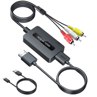 Male RCA to HDMI Cable Converter, CVBS Composite AV to HDMI Converter, Full H... - Image 1 of 4