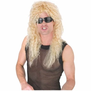 Headbanger 80s Heavy Metal Rock Blonde Men Costume Wig - Picture 1 of 1