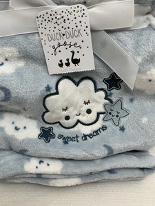 Duck Duck Goose SWEET DREAMS Baby Blanket Security Lovey Blue Stars Clouds Moon - Picture 1 of 13
