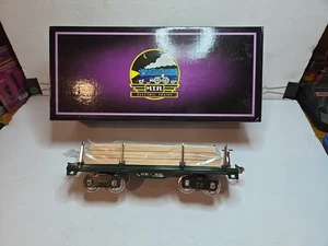 MTH Standard Gauge Tinplate Dark Green 511 Flat Car w/ Wood Load 10-1117 - Picture 1 of 8