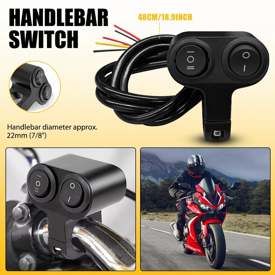 Motorcycle ATV Scooter Headlight Handlebar Dual Button On Off Switch 22mm 7/8" H - Image 1 of 4