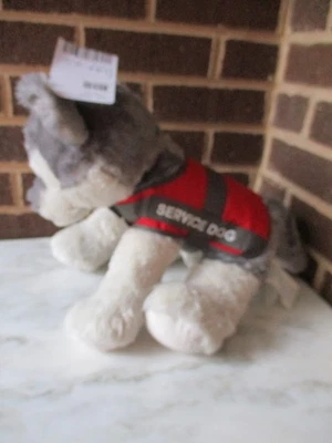 Build a Bear Wolf Pup Dog 12” Gray/Ivory With Security Vest - Image 1 of 4