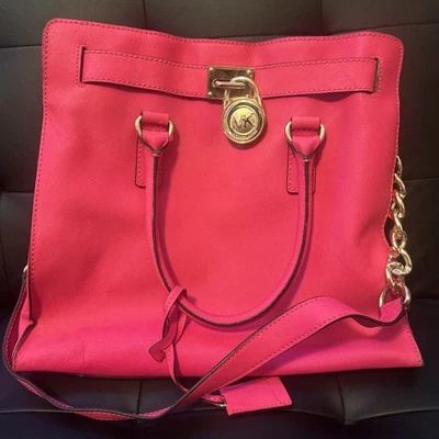 Bolso Cartera Michael Kors Cuero Fucshia Hamilton Foto 1 de 4