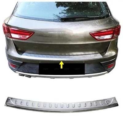For SEAT LEON ST ESTATE 2013 ONWARDS Chrome Rear Bumper Protector GLOSSY S.STEEL - Image 1 of 4
