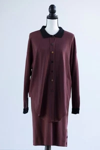 Vintage CHACOK 1980s Two piece Set Wool Blend Top Sz L & Maxi Skirt Sz M France - Picture 1 of 6