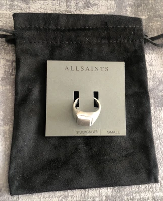 AllSaints Unisex Ivan Sterling Silver Stud Ring Size Small - Image 1 of 4
