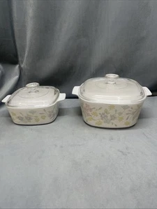 Vintage Corning Ware Pastell Blumenstrauß Set mit Deckel 3 Liter & 1,5 Liter Kasserolle - Bild 1 von 24