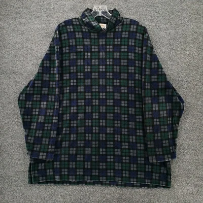 Suéter VINTAGE Talbots Mujer XL Verde Manga Larga Terciopelo Cuadros Cuello Simulado Foto 1 de 4