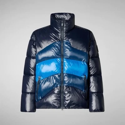 SAVE THE DUCK PLUMTECH Herren Satyrium Puffer Jacke in dunklem Wellenmuster Gr. S - Bild 1 von 4