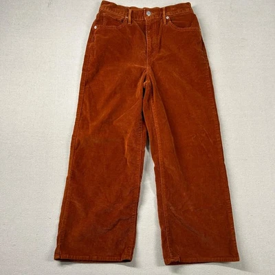 Pantalones de pana Levis para mujer 28 millas de alto recortados pierna ancha castaño rojizo otoño naranja Foto 1 de 4