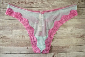 Victoria's Secret XLARGE *TEASE* NETZ SPITZENBESATZ HOHES BEIN TANGA WASSERFALL & PFINGSTROSE - Bild 1 von 4