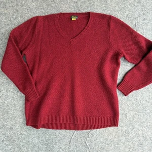 Cabela's Sweater Women's 2XL Red V-Neck Merino Wool Blend Textured Knit Pullover - Picture 1 of 5