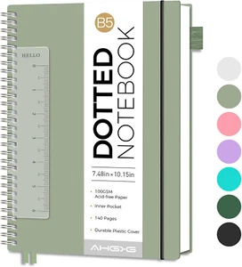Bullet Dotted Journal - Dot Grid Spiral Notebook B5, 140 Pages, 100 GSM Thick Pa - Picture 1 of 8