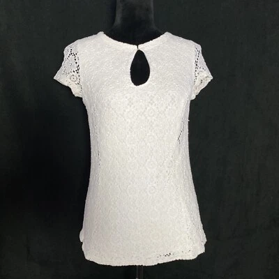 Seraphine Maternity Top 2 White Lace Nursing Breast Feeding Stretch Lined - Image 1 of 4