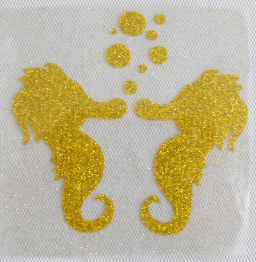 SEAHORSES burbujas lindo ld509 PLANCHA en parche de transferencia brillo lámina oro 3,75 pulgadas Foto 1 de 1