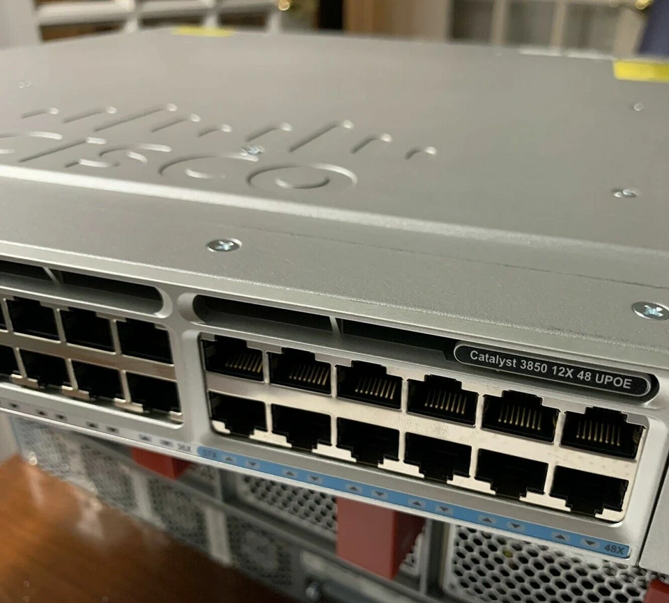 Cisco WS-C3850-12X48U-L Switch 48 Port Gigabit PoE+ With C3850-NM-4-10G Dual Pwr - Image 1 of 4