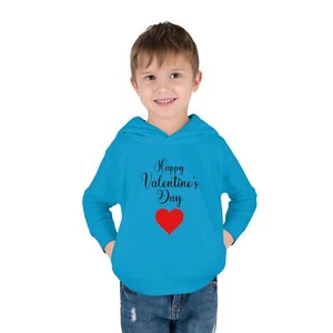 Happy Valentine's Day with Red Heart Toddler Unisex Pullover Fleece Hoodie - Picture 1 of 41
