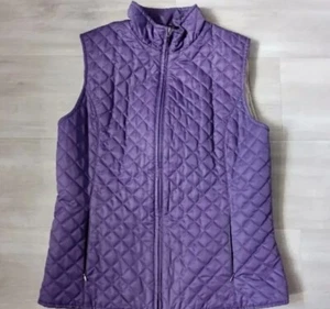 Eddie Bauer giacca gilet donna viola medio imbottito trapuntato full zip senza maniche - Foto 1 di 7