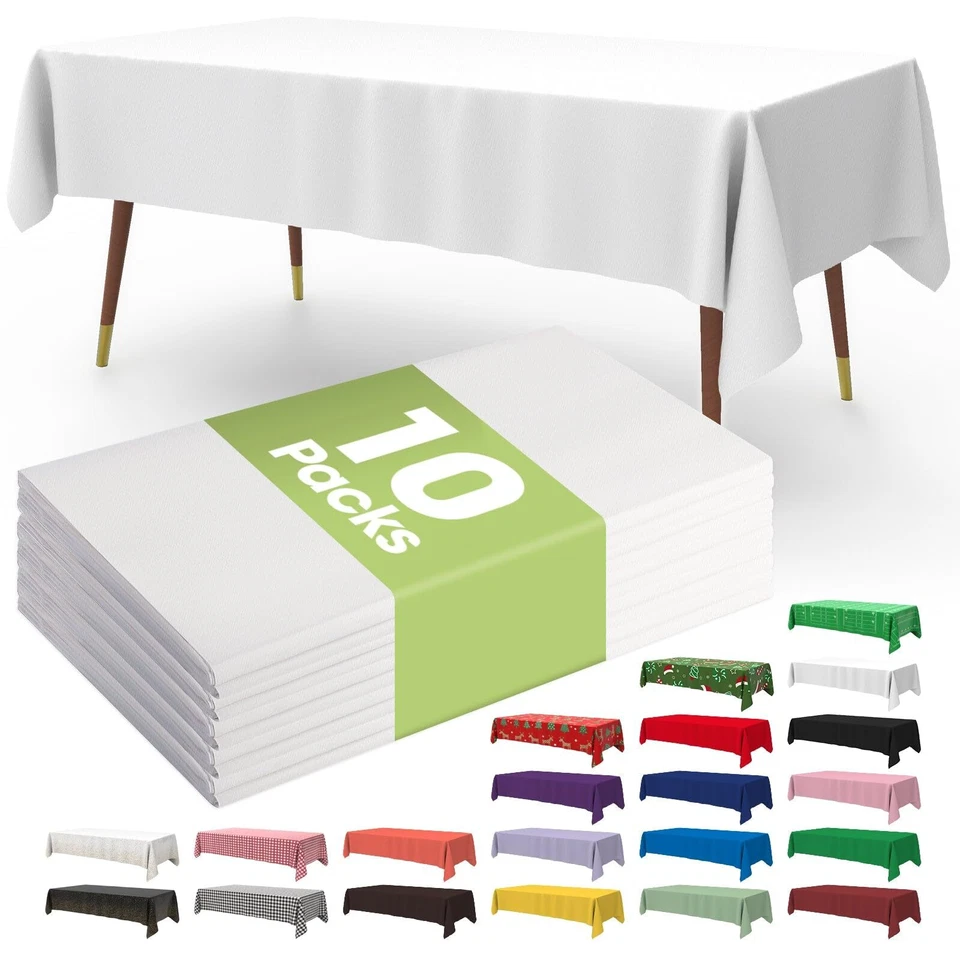 Pureegg Plastic Table Cloth Disposable 10 Pack 54 x 108 Inch Table Cloths for... - Image 1 of 4