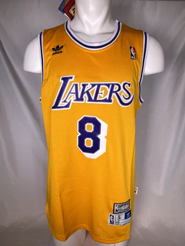 Kobe Bryant #8 Los Angeles Lakers Gold Jersey Men's Large NWT Cover