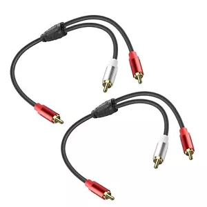 RCA Y Splitter Cable RCA to 2 RCA Stereo Audio Subwoofer Cable Male to Male S... - Picture 1 of 7