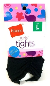 Girls Hanes Black Tights Fashion Footless Nylon Blend Size Large - G28 - Picture 1 of 3