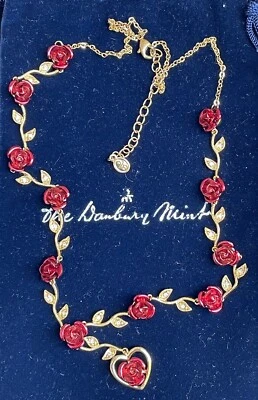 Collar Danberry Mint Rosa Y Gota Chapado en Oro Docena de Rosas con Caja Firmado Foto 1 de 4