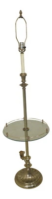 F30855EC: Quality Regency Style Brass & Glass Lamp Table - Image 1 of 4