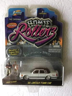 2004 Homie Rollerz  '90 Lincoln Town Car with 2 Figures Wolfe & Boxer 1:64 Jada - Image 1 of 4