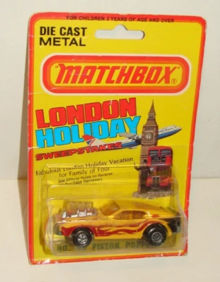 Matchbox 1973 Mustang No. 60 PISTON POPPER  Hot Popper W/ Flames on CARD - Image 1 of 4