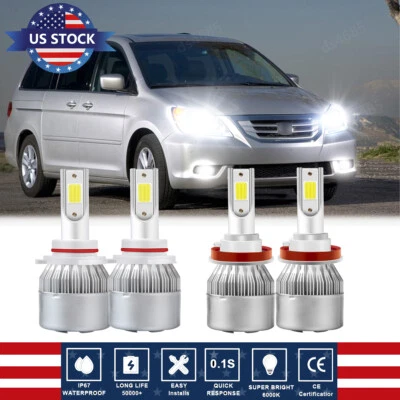 Combo faros LED 4x bombillas 6000K haz alto bajo para Honda Odyssey 2011-2017 Foto 1 de 4