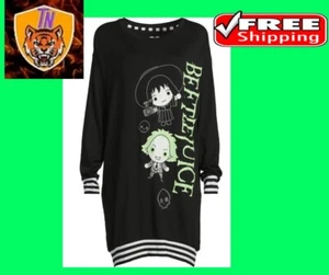 Warner Bros. Beetlejuice Women's SIZE L 12-14 Sleepshirt Color Black Soot NWT - Picture 1 of 15