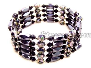 Runde 6 mm Schwarz Cloisonne Schwarz Magnet Perlen Armband Lange Halskette 30" BH280 - Bild 1 von 2