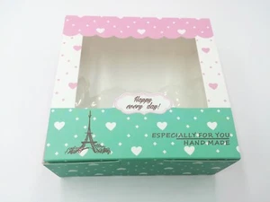 Süße Bäckerei Box | für Plätzchen/Cupcake Geschenk Party | rosa grün Eiffelturm | 10ct - Bild 1 von 1