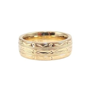 Alianza de boda pesada sólida de oro de 14K ajuste cómodo corte diamante milgrain 6 mm de ancho 4,25 - Imagen 1 de 5