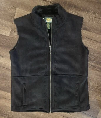 Chaleco CABELA's Mujer Mediano NEGRO IMITACIÓN GAMUZA FORRADO PIEL CREMALLERA FRONTAL Foto 1 de 3