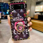 Bling Glitter Mirror Flower Crown lip Phone Case For Samsung Galaxy Z Flip 3 4 5