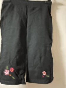 GAP EMBROIDERY FLOWER COMFY ELASTIC WAIST BLACK COTTON SCHOOL CAPRI SHORTS KID L - Picture 1 of 5